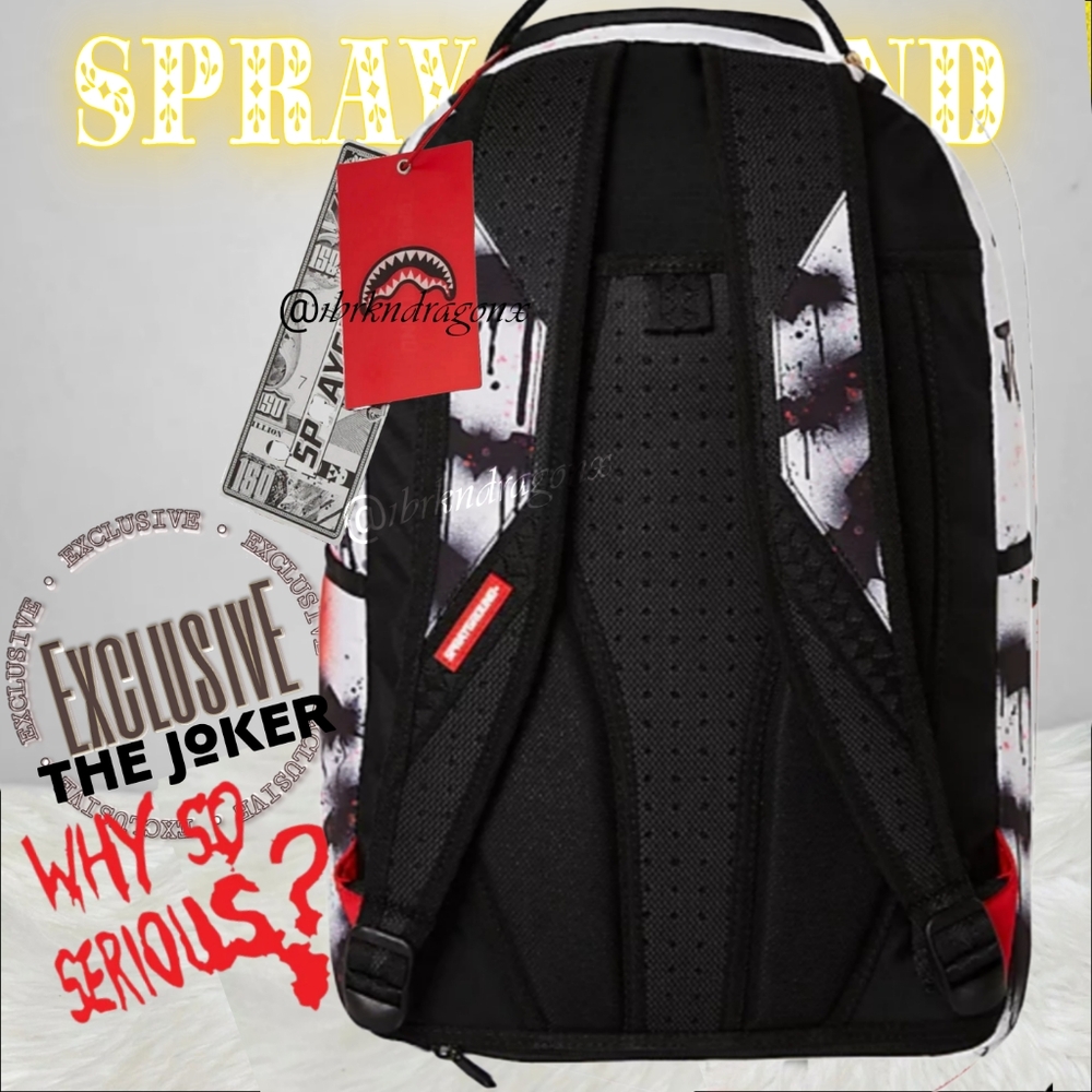 1 lft Sprayground THE JOKER BATMAN Why So Serious?Graffiti Street Backpack NWT - Picture 5 of 10